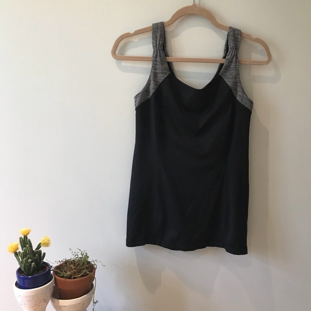 EUC Lululemon Black Grey Tank Ruched Back Sz 6​​​​​​
